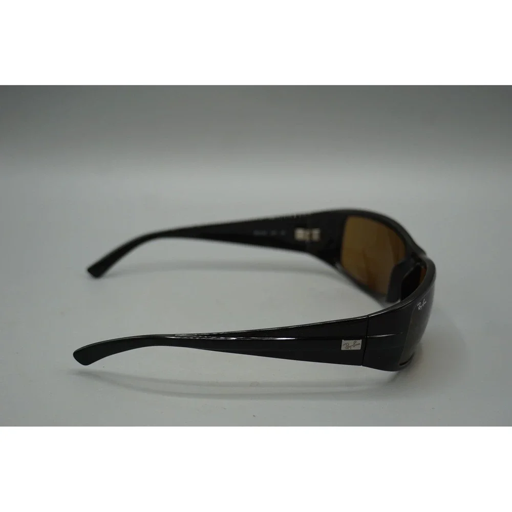 Ray-Ban RB 4057 601 3N Black Wrap Sunglasses Brown Lens Made in Italy Mens